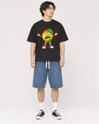 Mockup Boxy Heavyweight Tee Black male full-body 03