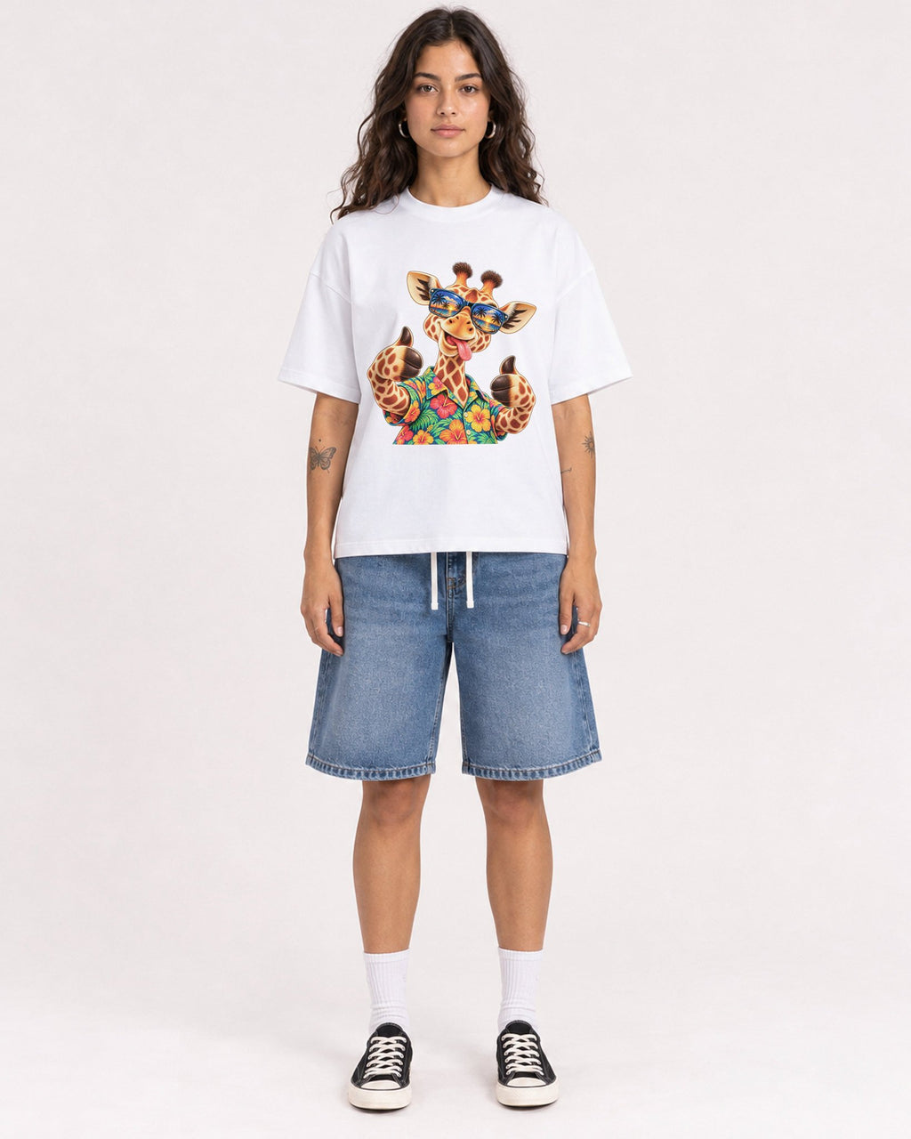 Mockup Boxy Heavyweight Tee White female full-body 06