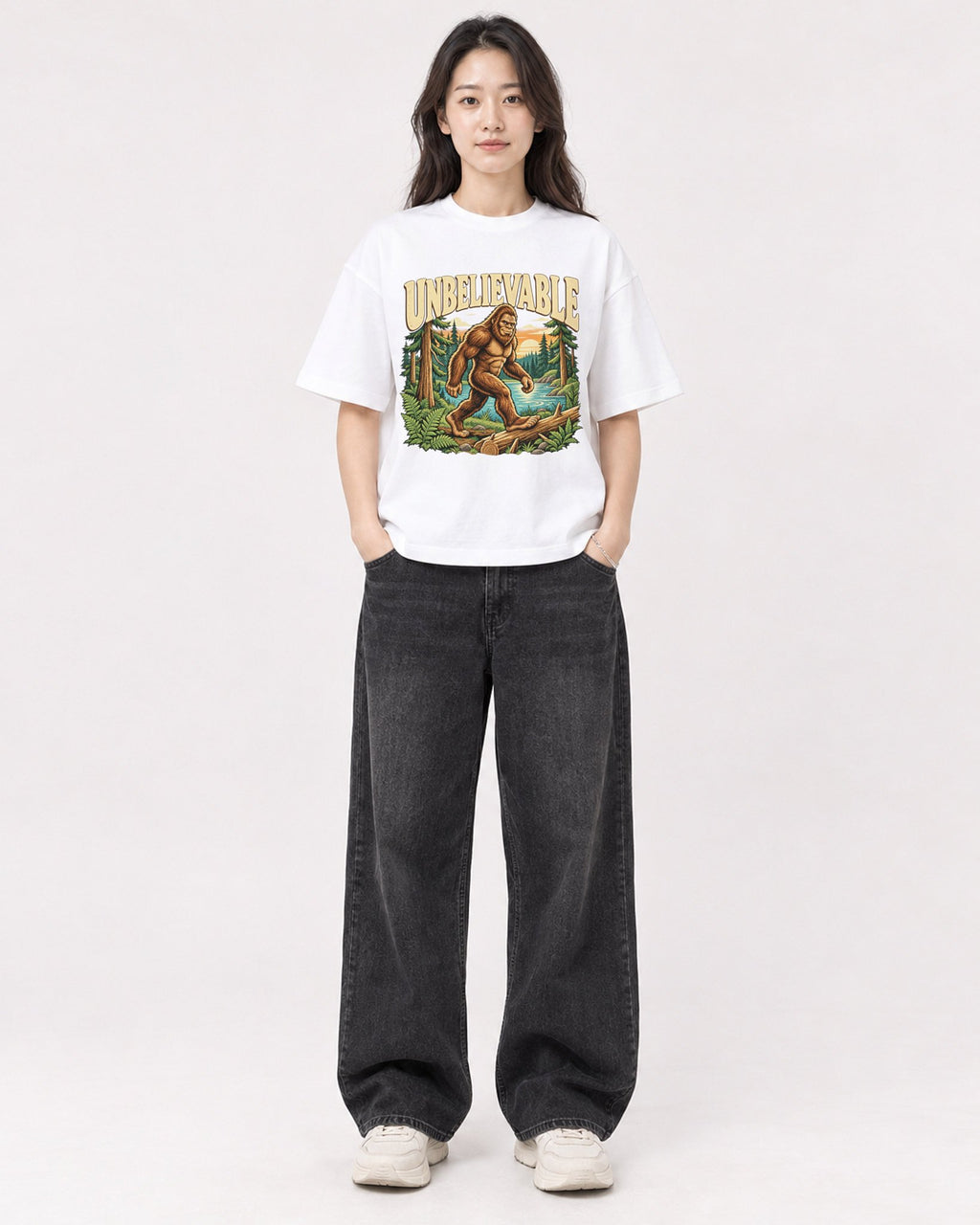Mockup Boxy Heavyweight Tee White female full-body 03