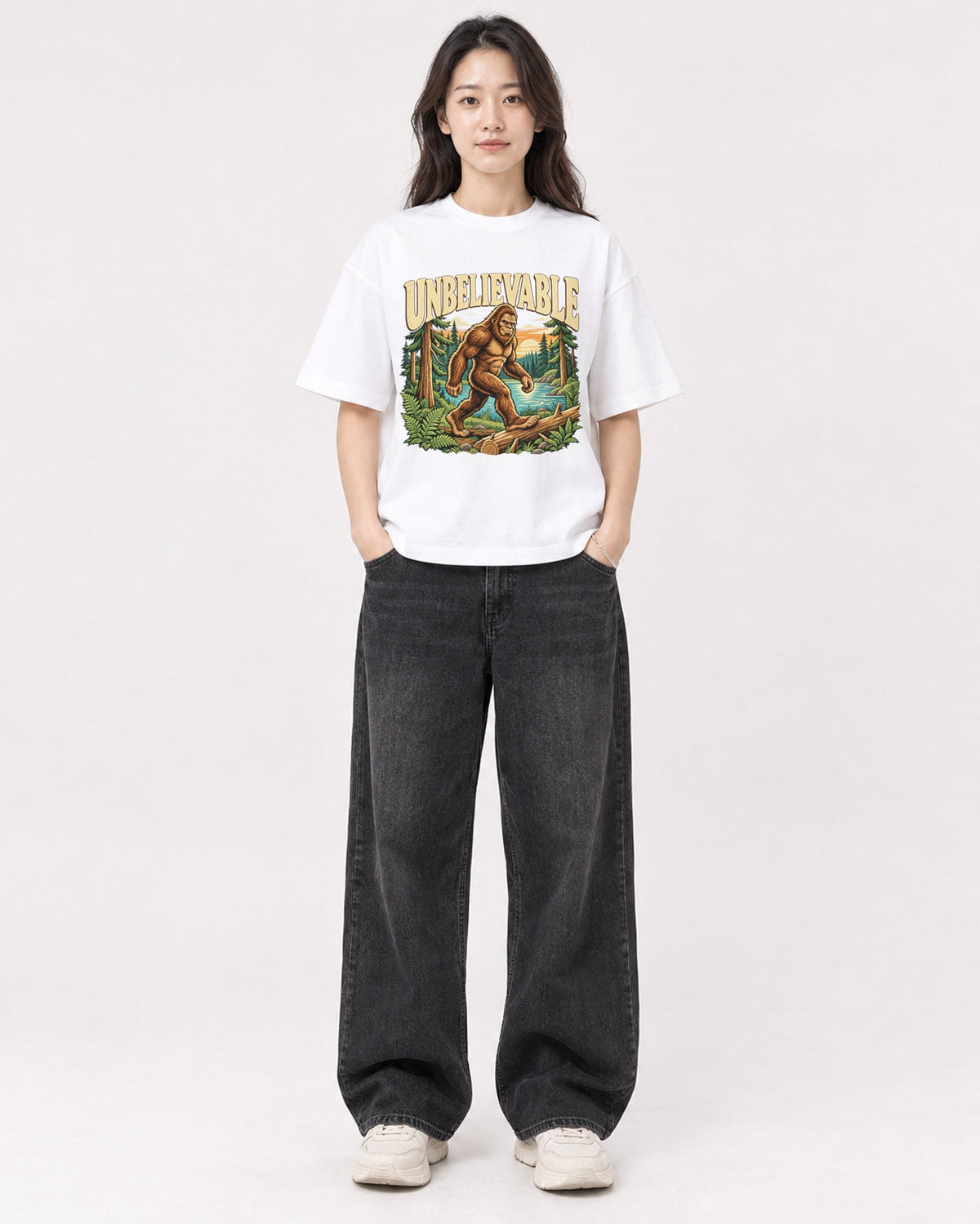 Mockup Boxy Heavyweight Tee White female full-body 03