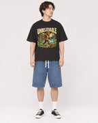 Mockup Boxy Heavyweight Tee Black male full-body 03