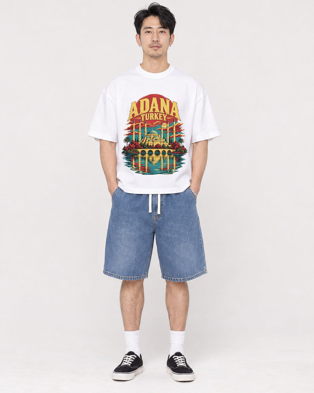Mockup Boxy Heavyweight Tee White male full-body 13