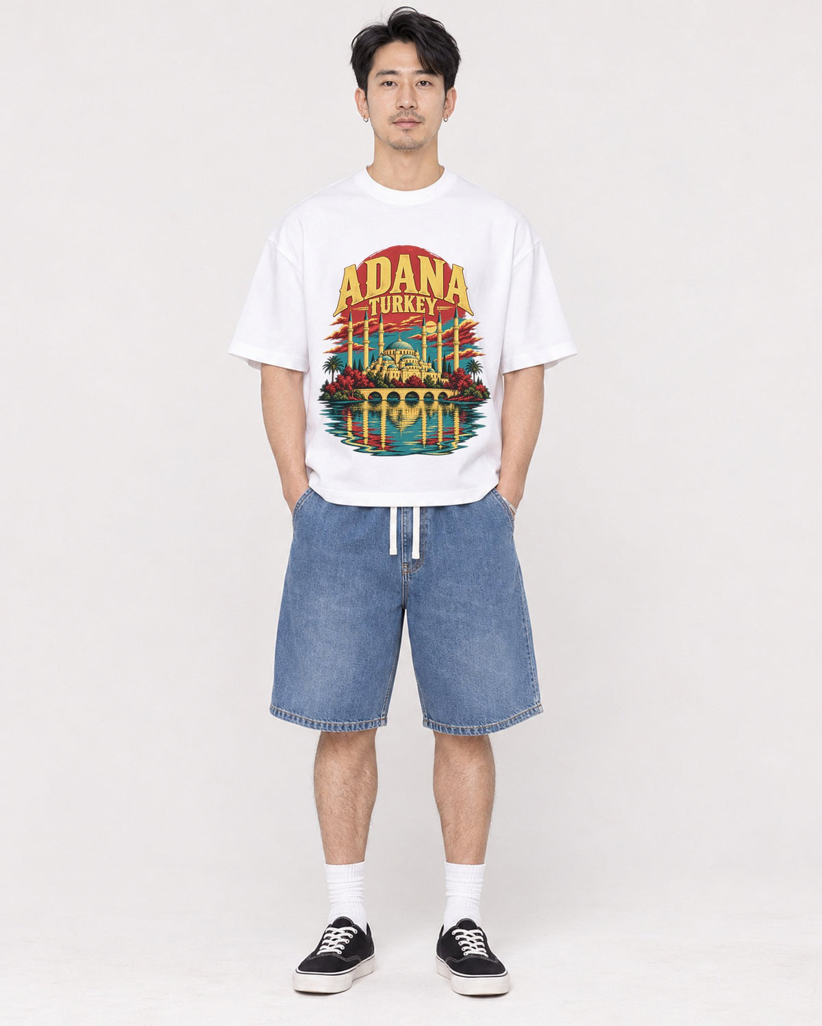 Mockup Boxy Heavyweight Tee White male full-body 13