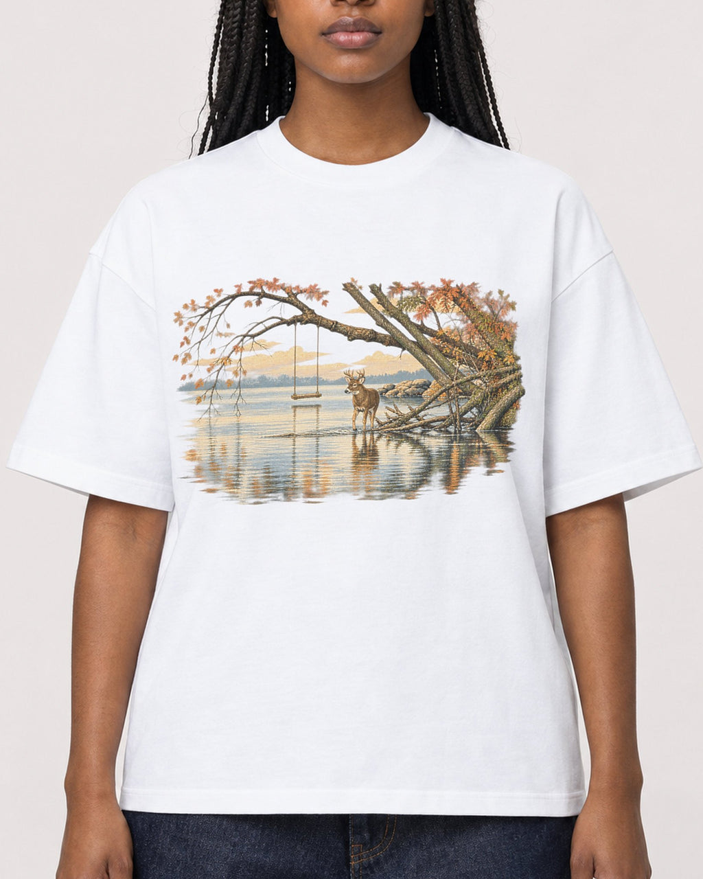Mockup Boxy Heavyweight Tee White female close-up 04