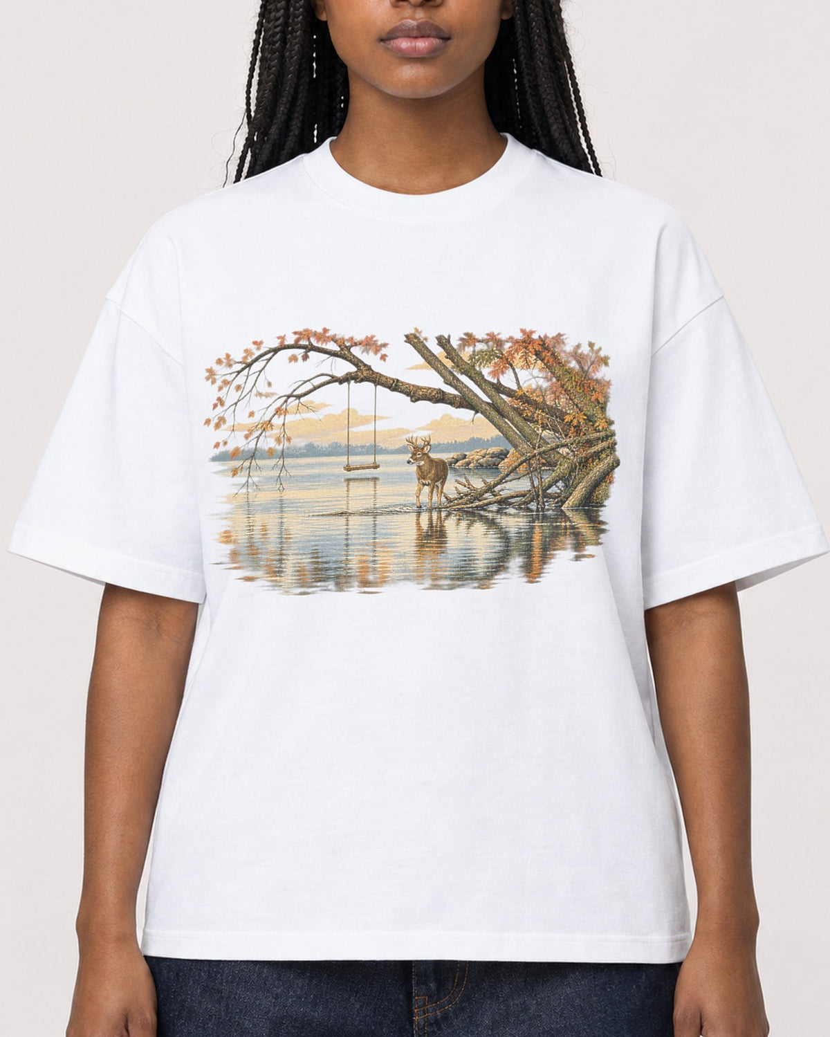 Mockup Boxy Heavyweight Tee White female close-up 04