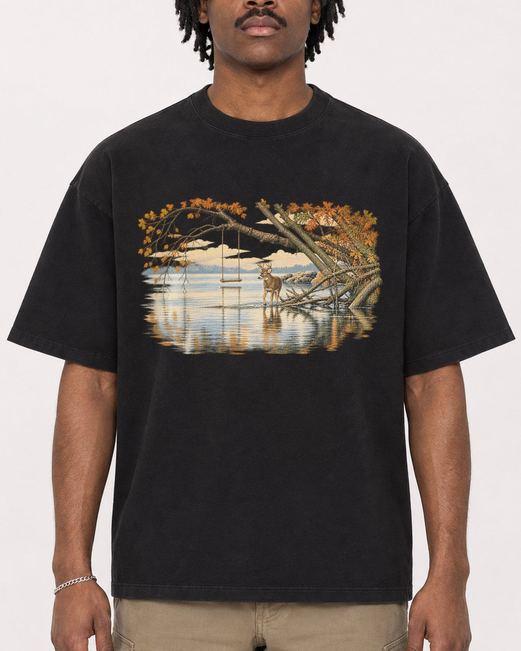 Mockup Boxy Heavyweight Tee Black male close-up 04