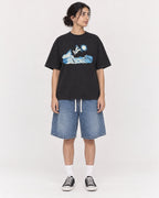 Mockup Boxy Heavyweight Tee Black female full-body 17
