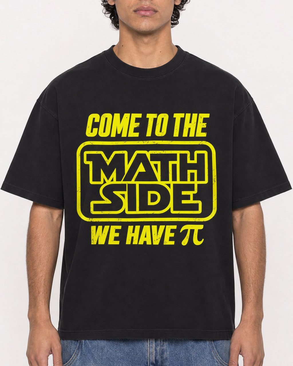 Mockup Boxy Heavyweight Tee Black male close-up 26