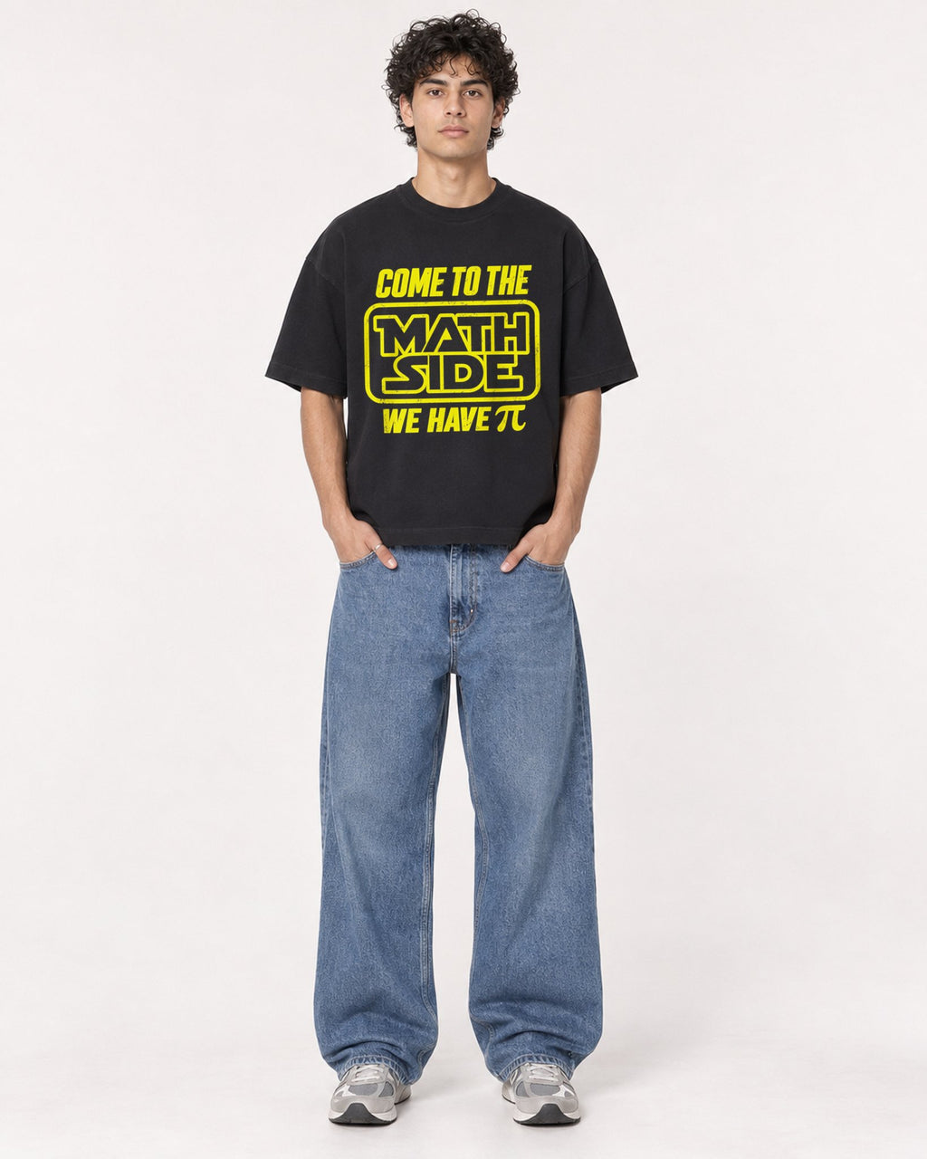 Mockup Boxy Heavyweight Tee Black male full-body 26