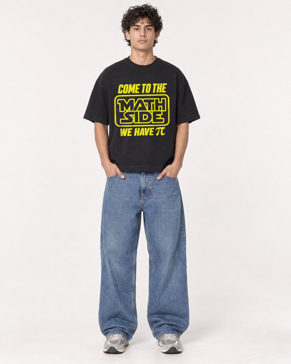 Mockup Boxy Heavyweight Tee Black male full-body 26