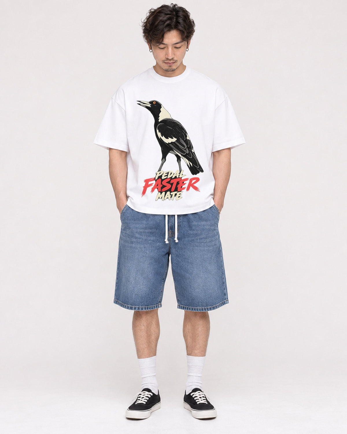 Mockup Boxy Heavyweight Tee White male full-body 03