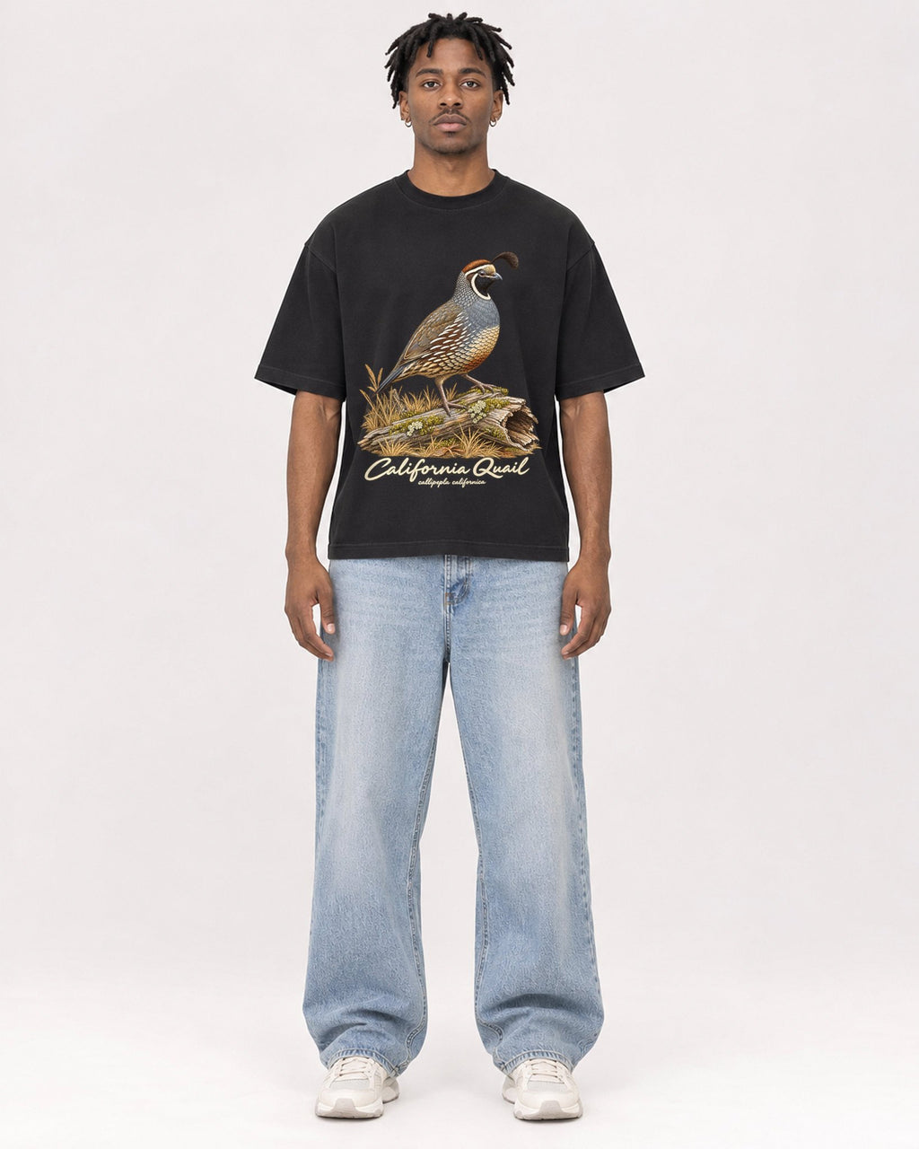 Mockup Boxy Heavyweight Tee Black male full-body 05