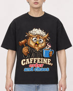 Mockup Boxy Heavyweight Tee Black male close-up 01