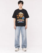 Mockup Boxy Heavyweight Tee Black male full-body 01