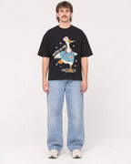 Mockup Boxy Heavyweight Tee Black male full-body 29