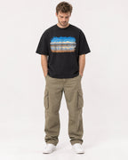 Mockup Boxy Heavyweight Tee Black male full-body 08