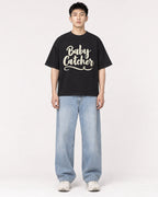 Mockup Boxy Heavyweight Tee Black male full-body 21