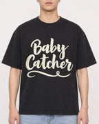 Mockup Boxy Heavyweight Tee Black male close-up 21
