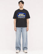 Mockup Boxy Heavyweight Tee Black male full-body 13