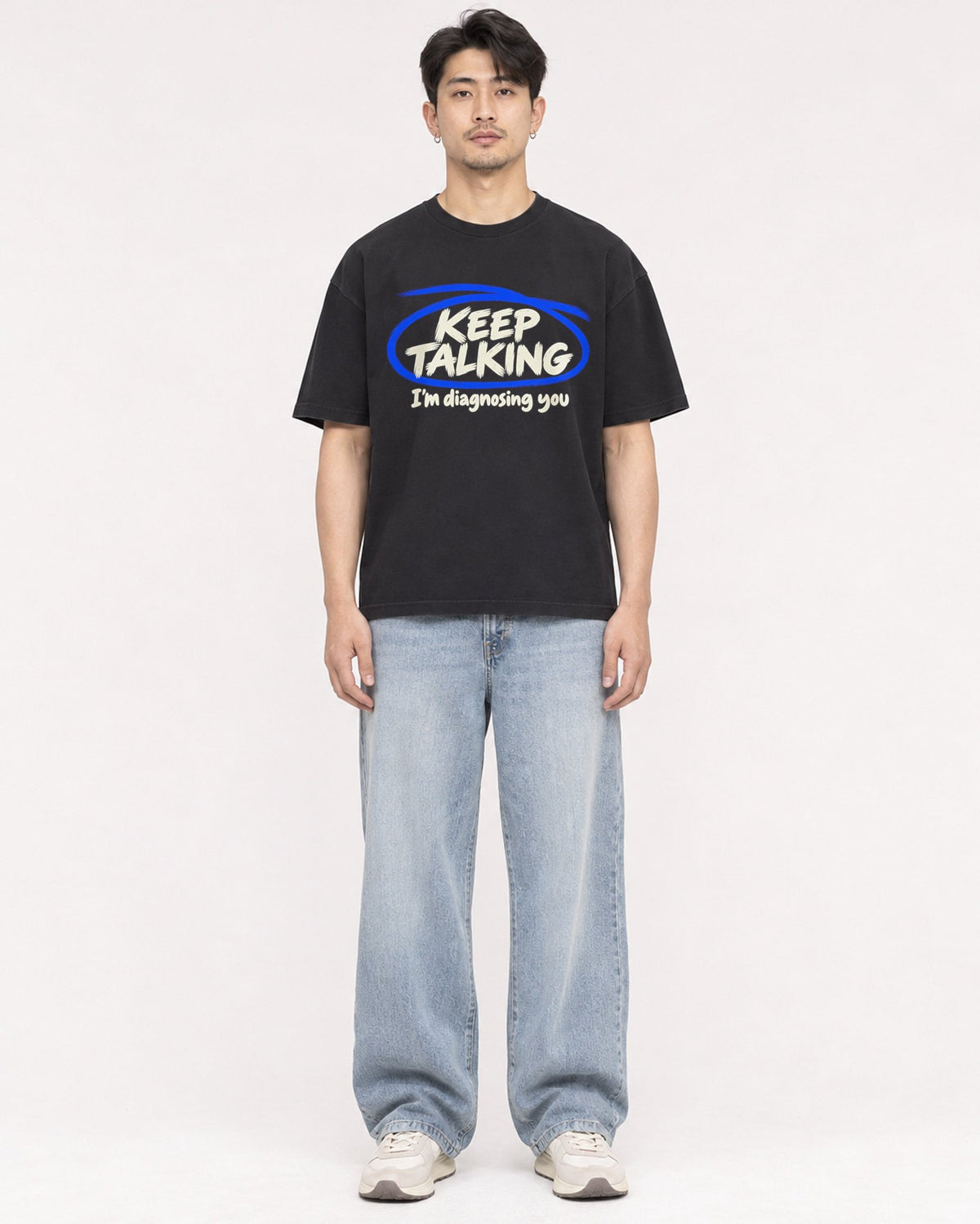 Mockup Boxy Heavyweight Tee Black male full-body 13