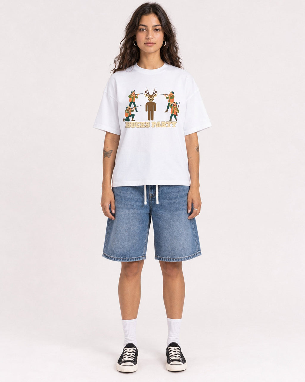 Mockup Boxy Heavyweight Tee White female full-body 06