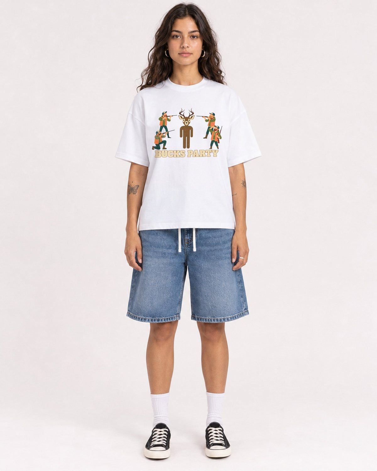 Mockup Boxy Heavyweight Tee White female full-body 06