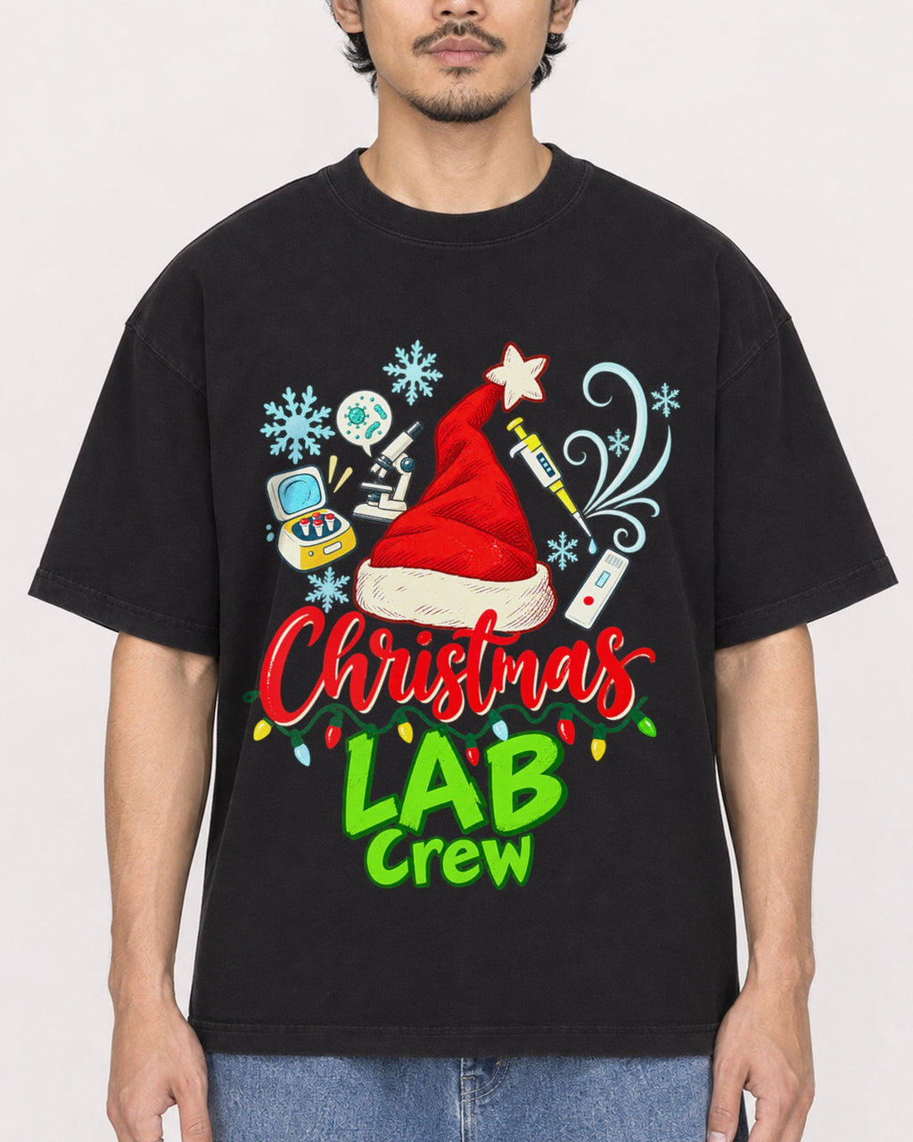 Mockup Boxy Heavyweight Tee Black male close-up 02