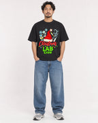 Mockup Boxy Heavyweight Tee Black male full-body 02