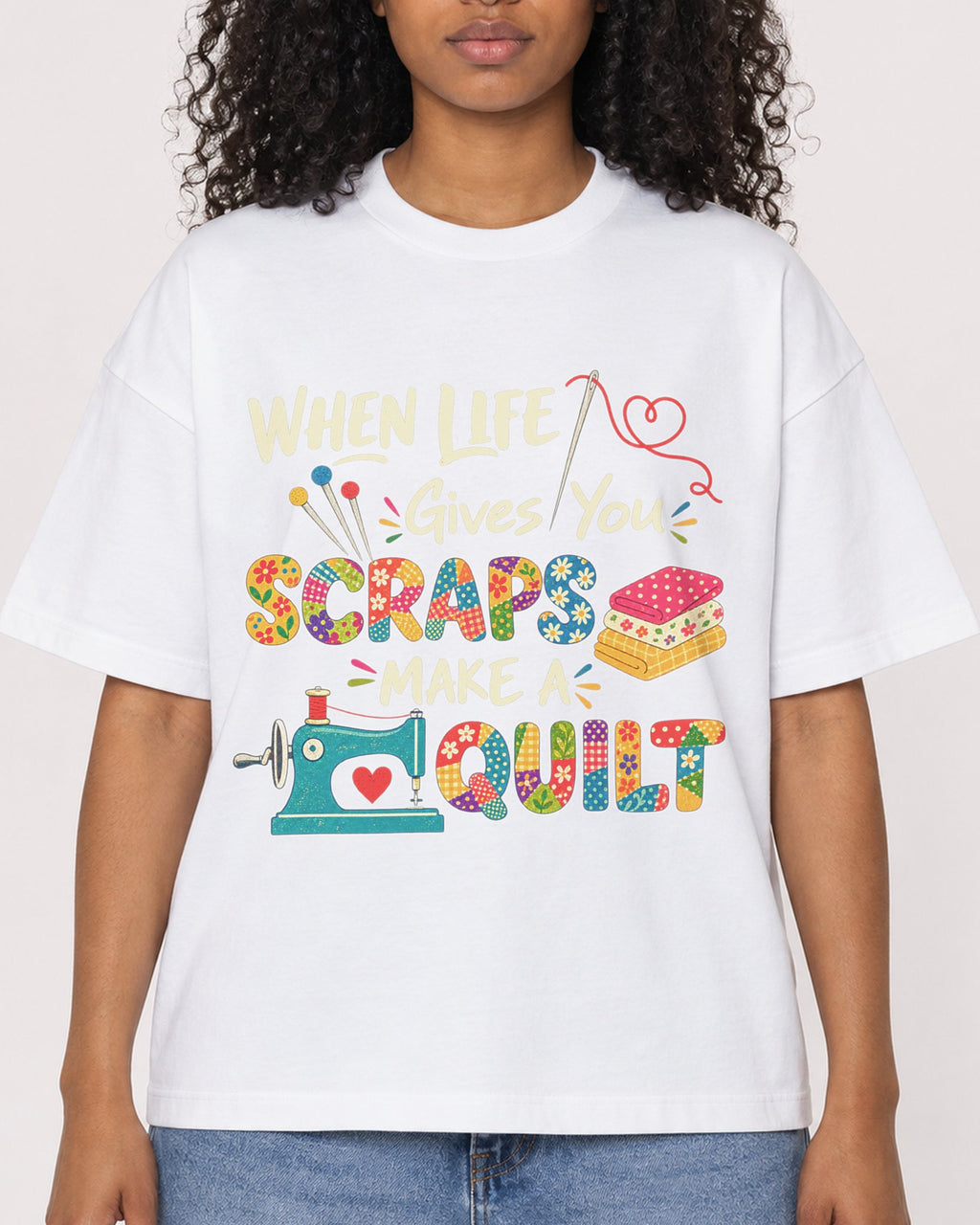Mockup Boxy Heavyweight Tee White female close-up 05