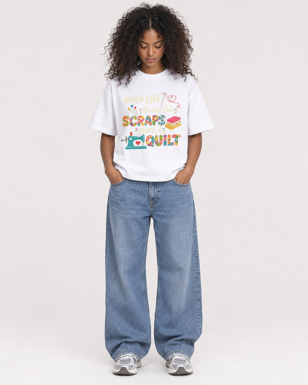 Mockup Boxy Heavyweight Tee White female full-body 05