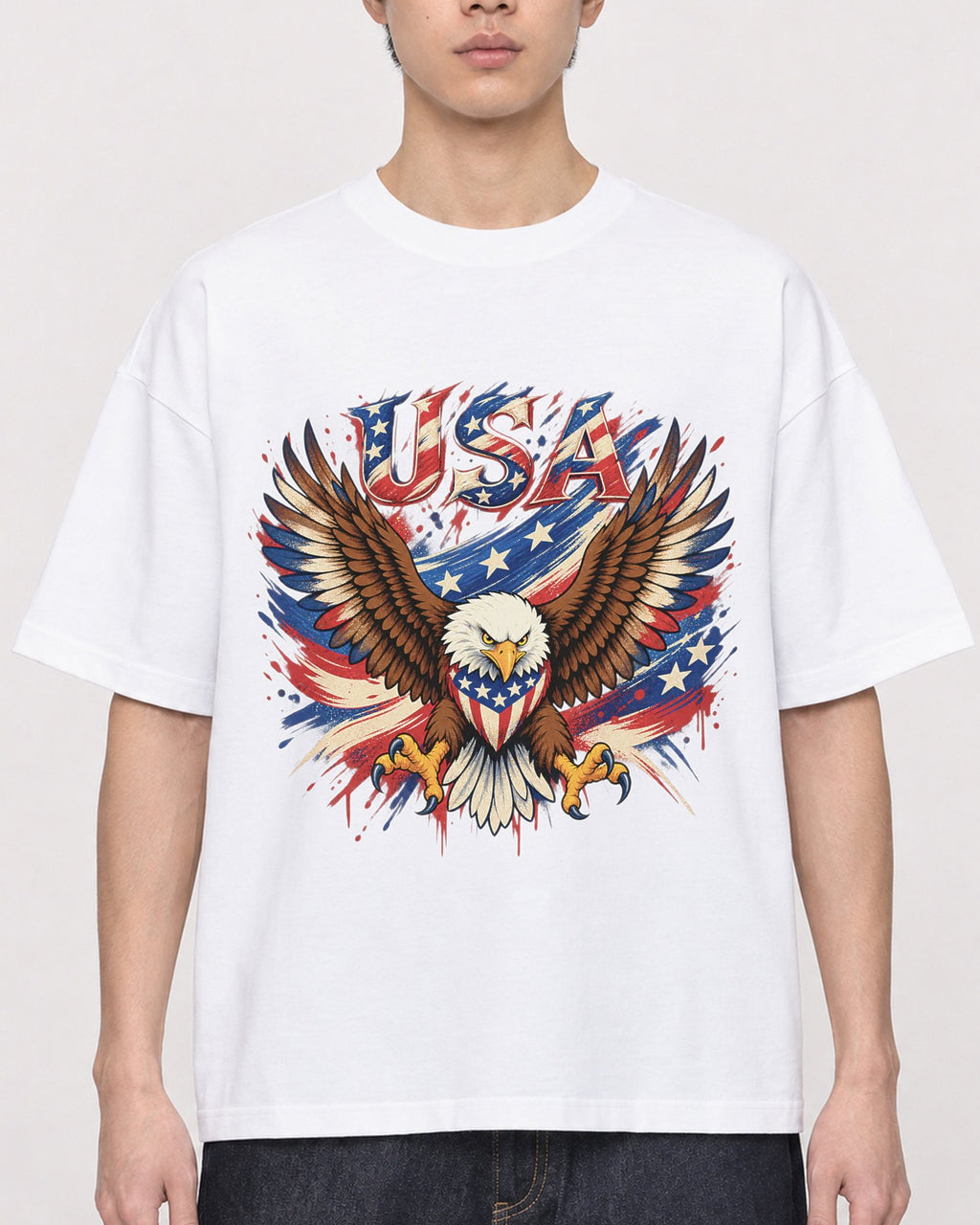Mockup Boxy Heavyweight Tee White male close-up 01