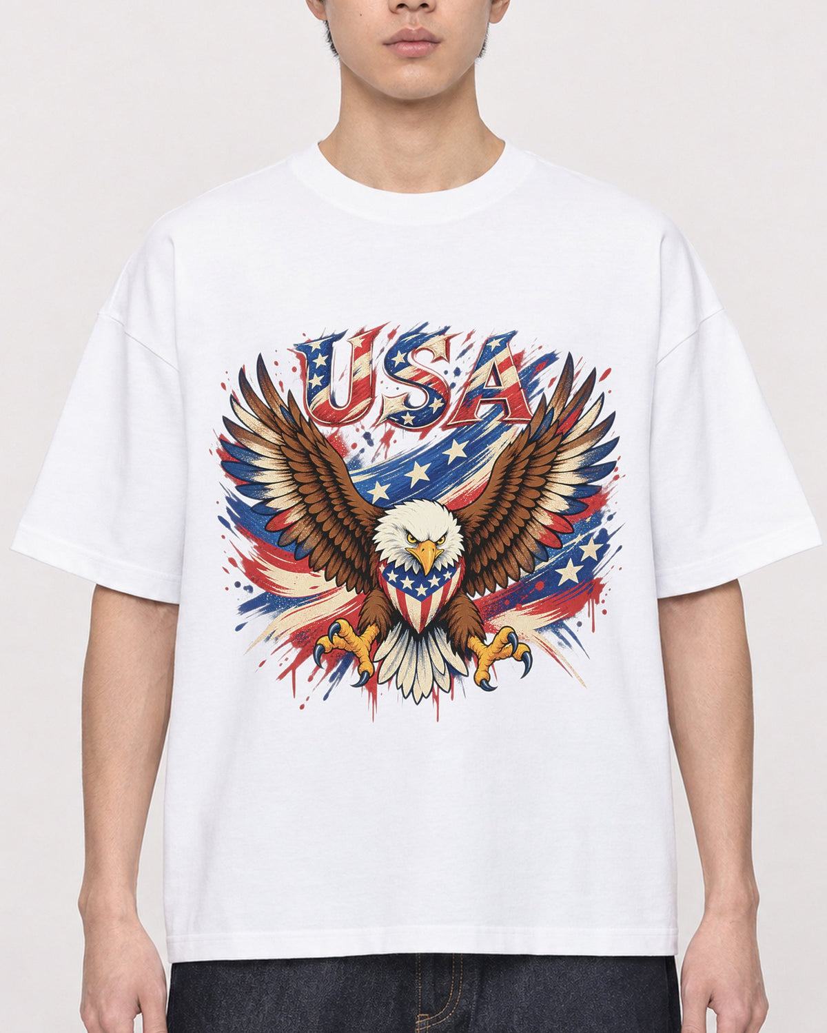 Mockup Boxy Heavyweight Tee White male close-up 01
