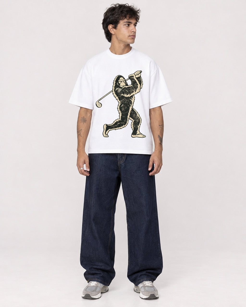 Mockup Boxy Heavyweight Tee White male full-body 06