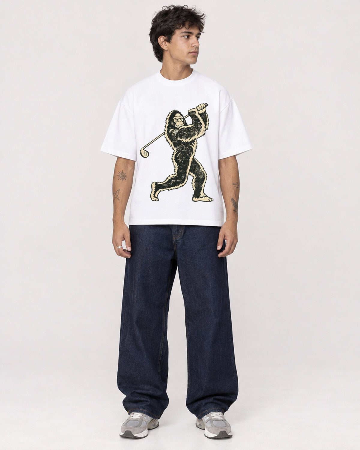 Mockup Boxy Heavyweight Tee White male full-body 06