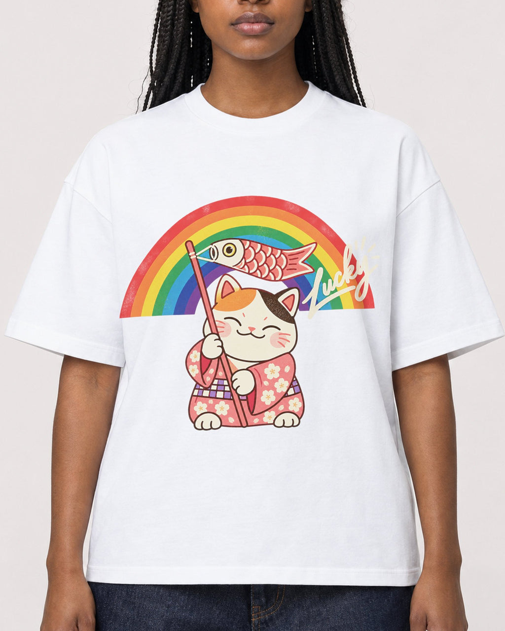 Mockup Boxy Heavyweight Tee White female close-up 04