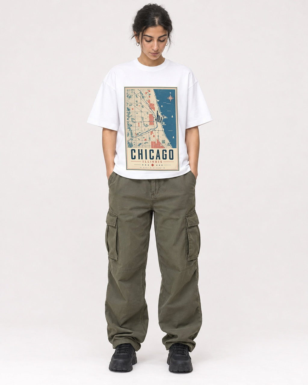 Mockup Boxy Heavyweight Tee White female full-body 17