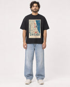 Mockup Boxy Heavyweight Tee Black male full-body 17