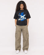 Mockup Boxy Heavyweight Tee Black female full-body 10