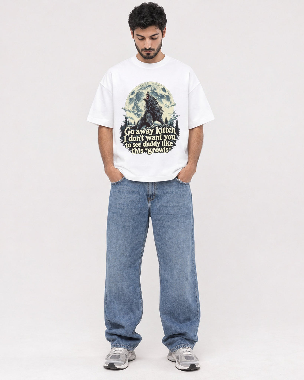 Mockup Boxy Heavyweight Tee White male full-body 07