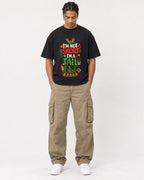 Mockup Boxy Heavyweight Tee Black male full-body 40