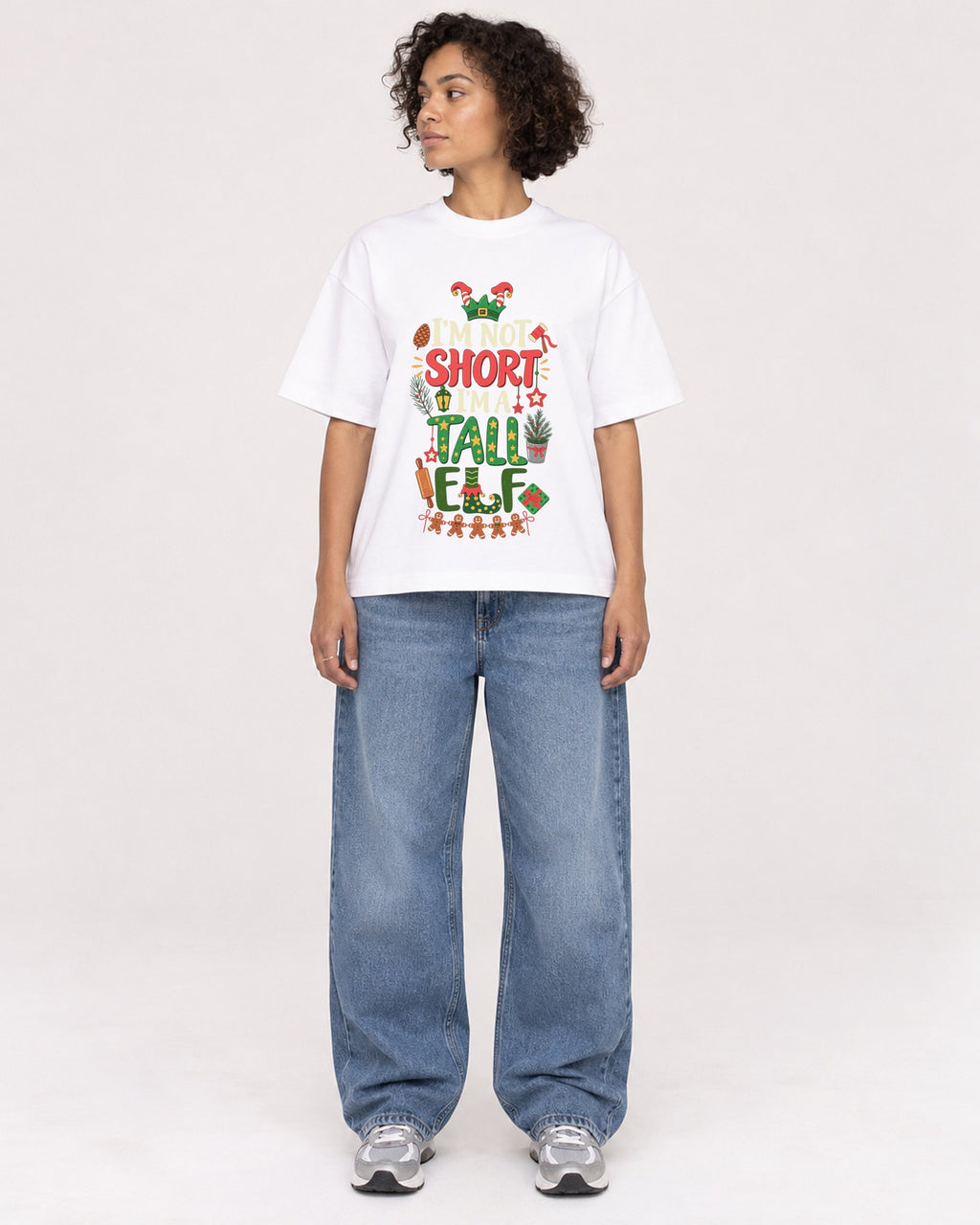 Mockup Boxy Heavyweight Tee White female full-body 40