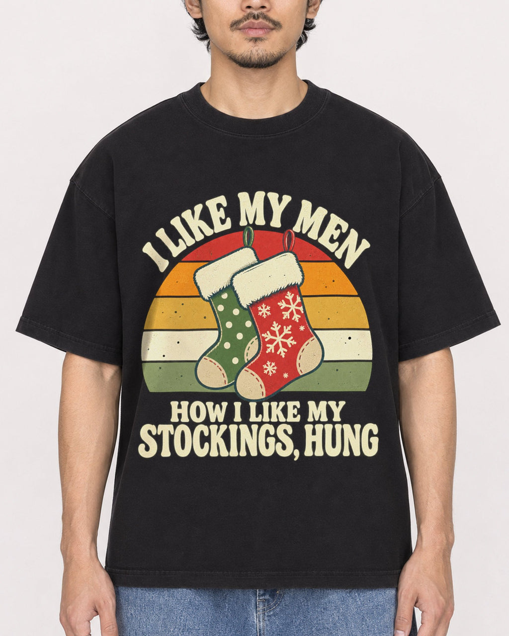 Mockup Boxy Heavyweight Tee Black male close-up 02