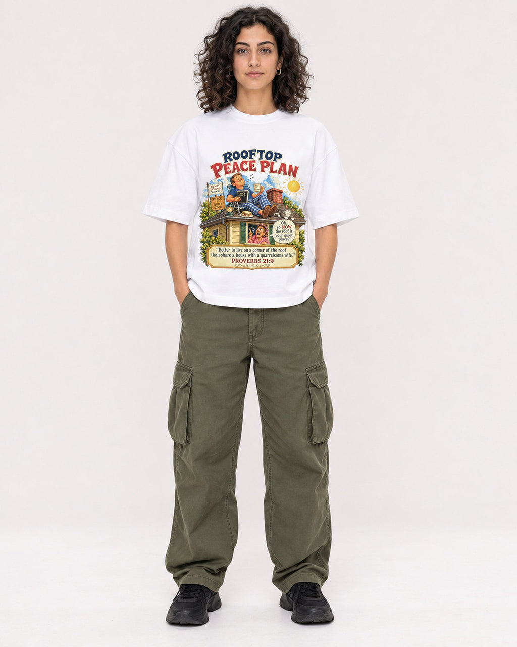 Mockup Boxy Heavyweight Tee White female full-body 27