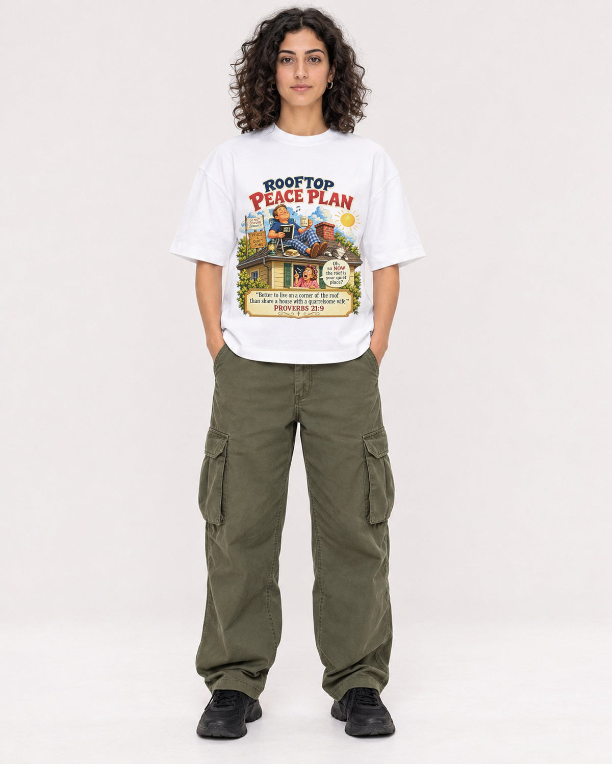 Mockup Boxy Heavyweight Tee White female full-body 27