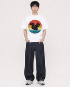 Mockup Boxy Heavyweight Tee White male full-body 01