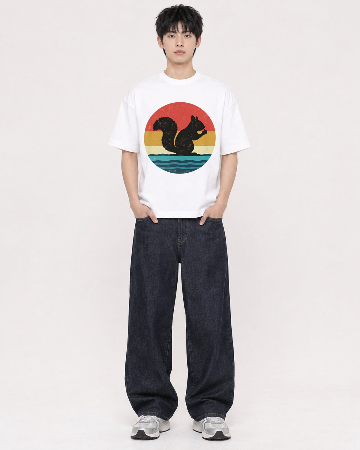 Mockup Boxy Heavyweight Tee White male full-body 01