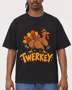 Mockup Boxy Heavyweight Tee Black male close-up 34