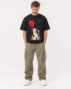 Mockup Boxy Heavyweight Tee Black male full-body 08