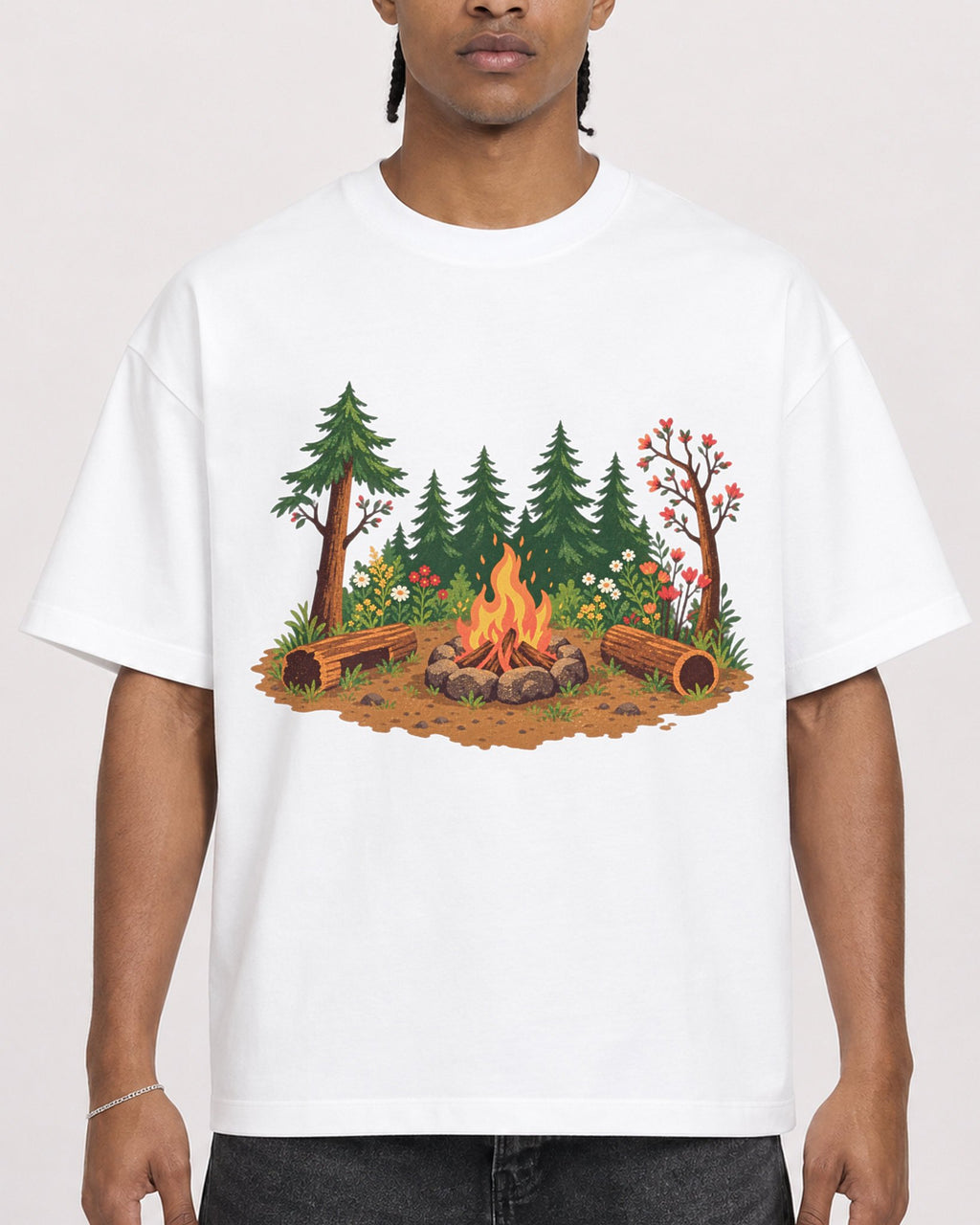 Mockup Boxy Heavyweight Tee White male close-up 25