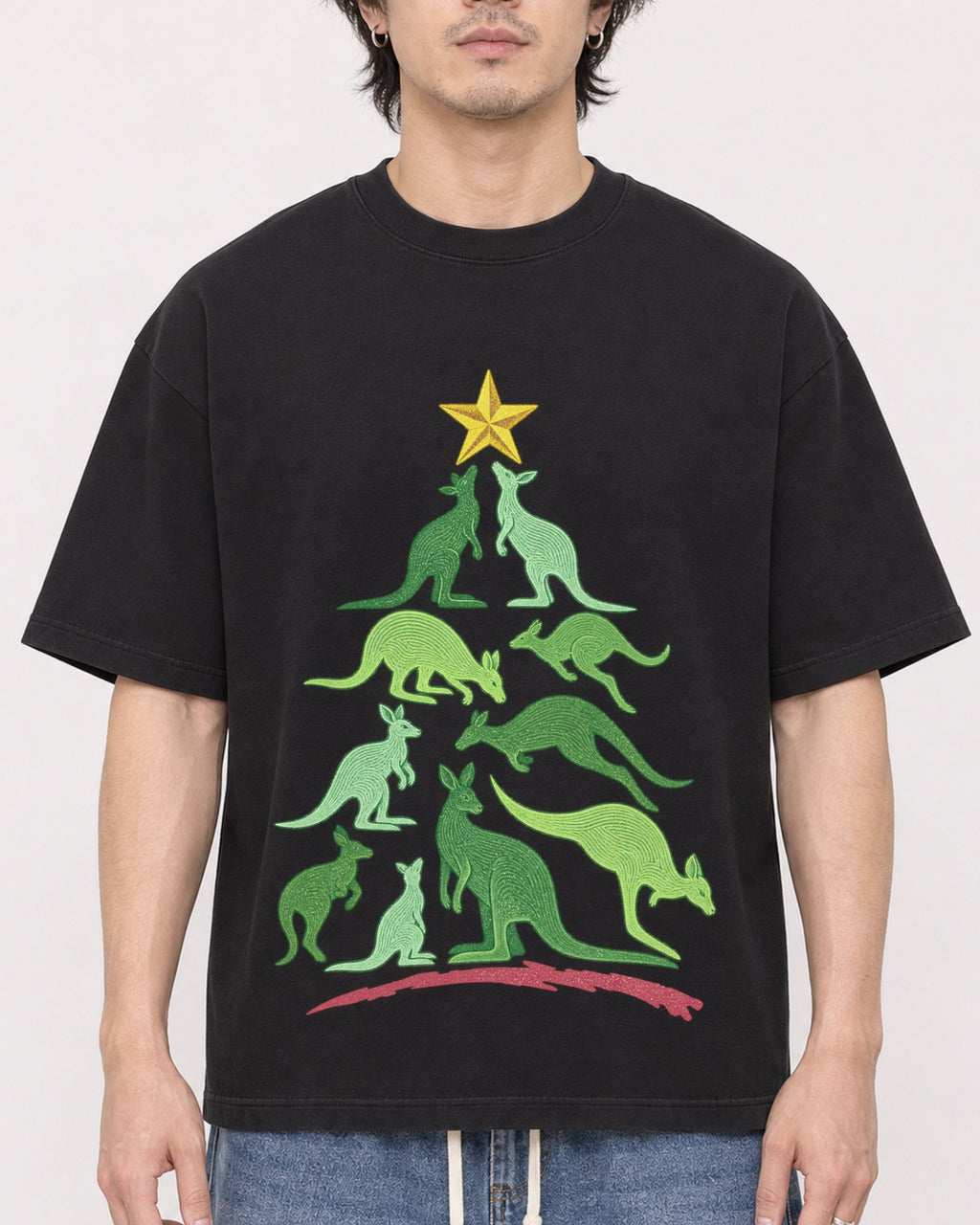 Mockup Boxy Heavyweight Tee Black male close-up 03